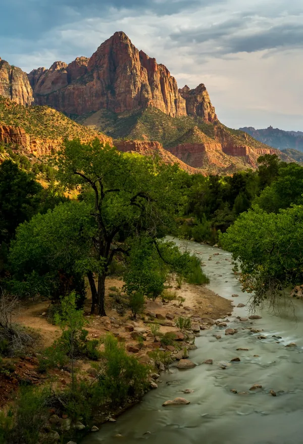 The Watchman peak at sunset, Zion National Park, Utah